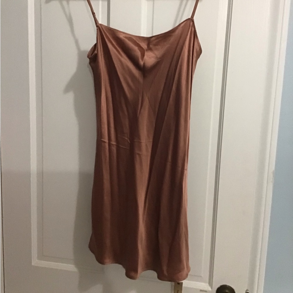 Reformation silk slip dress praline